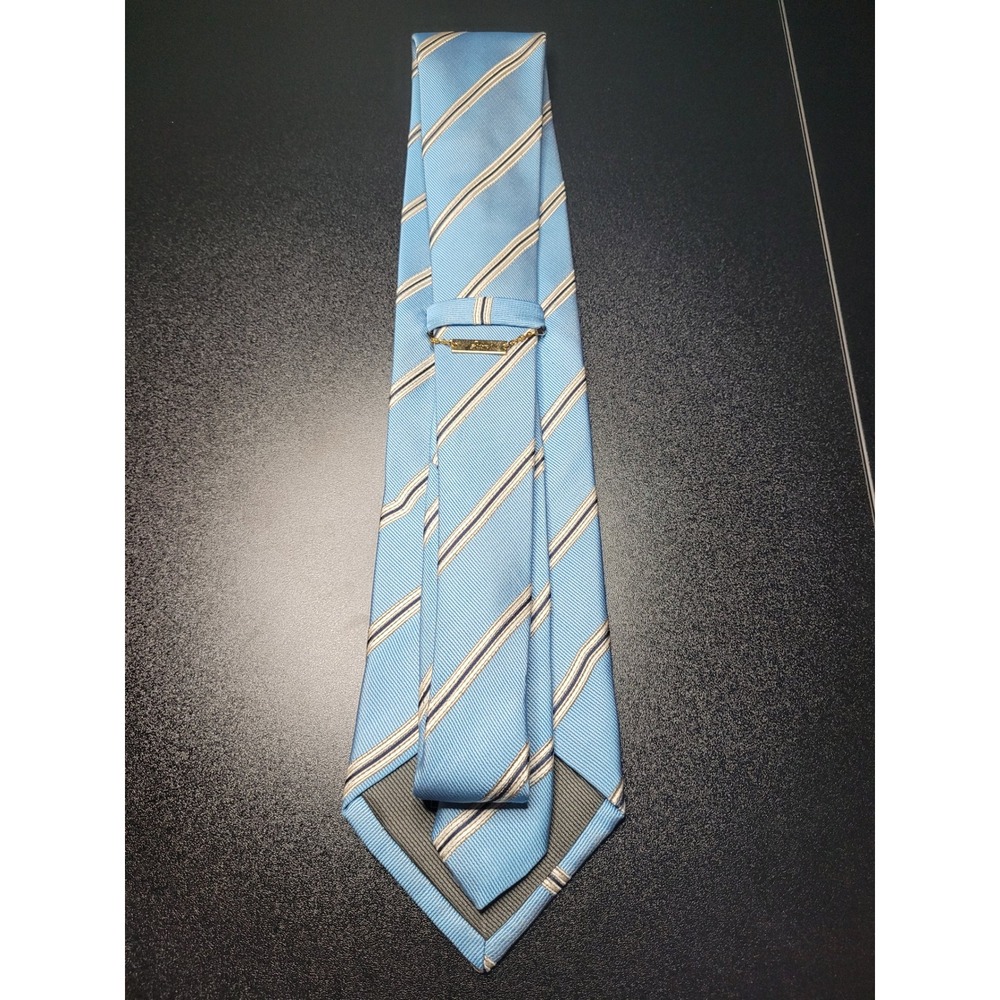 Brioni Men's Necktie Blue Striped Silk 3.75" x 58" Excellent - Picture 2 of 7